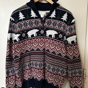 Aspen Fair Isle Polar Bear Quarter Zip Sweater